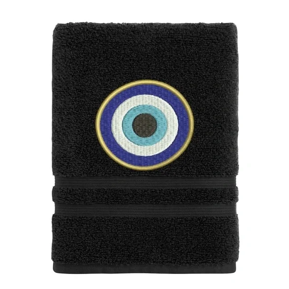 Hand Evil Eye Embroidered Hand towel Pick one New Made to order Black - Picture 6 of 16